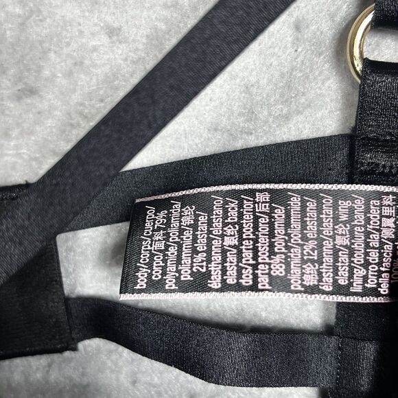 Victoria Secret Very Sexy Strappy Snake Lace Teddy W/Corset Straps 36D Black - Picture 12 of 14